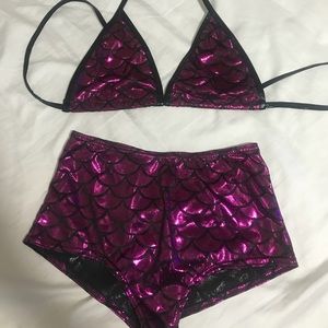 Small pink mermaid scale rave outfit